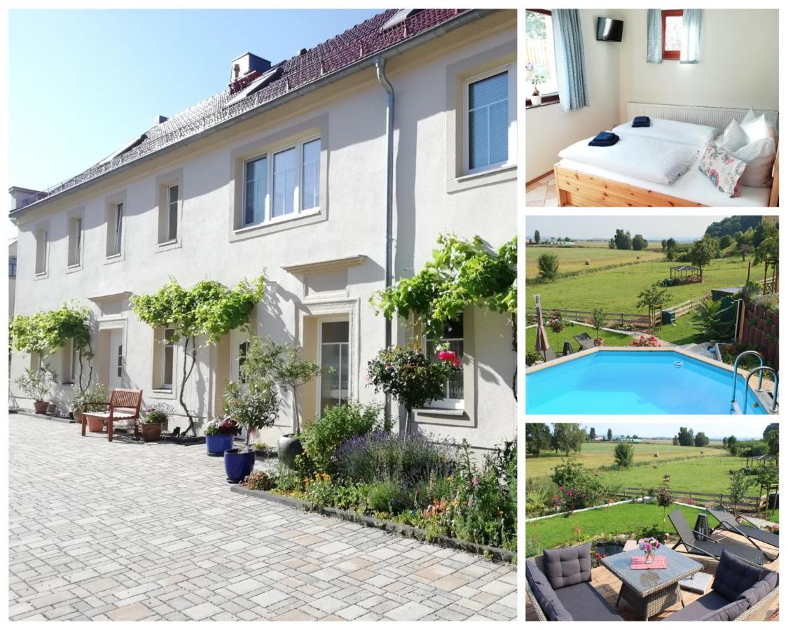 Ferienhof Gräfe - 3-Seiten Hof mit großem Garten, Pool&Sauna Meißen Exterior foto